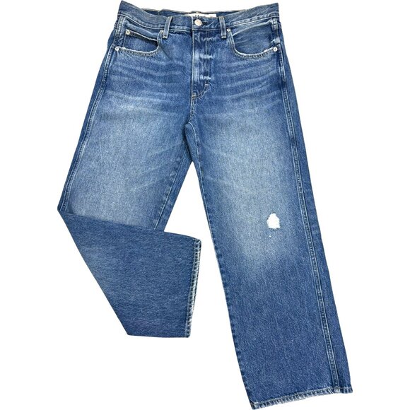 AMO Billie Warmth Mid Wash Distressed Cropped Jeans - Picture 9 of 9